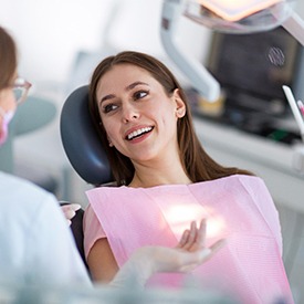 Woman smiling at the dentist