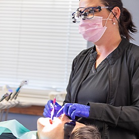 Young toddler getting a dental exam