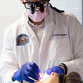 Dental crown on table top