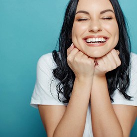 Lady flosses normally