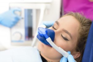 woman relaxed receiving nitrous oxide