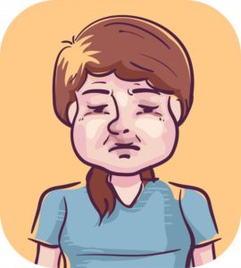 girl swollen face illustration