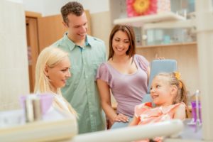 Young family in dental office